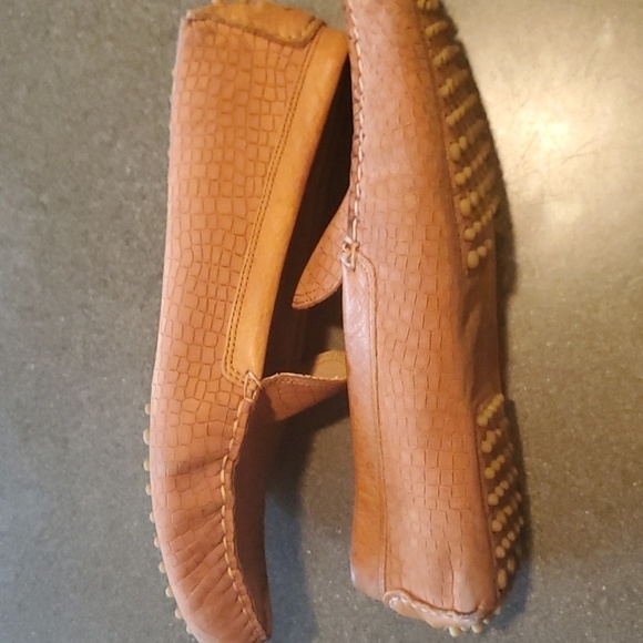 Sperry Camp Moc Tan Croc Embossed Leather Driving Loafers Mens